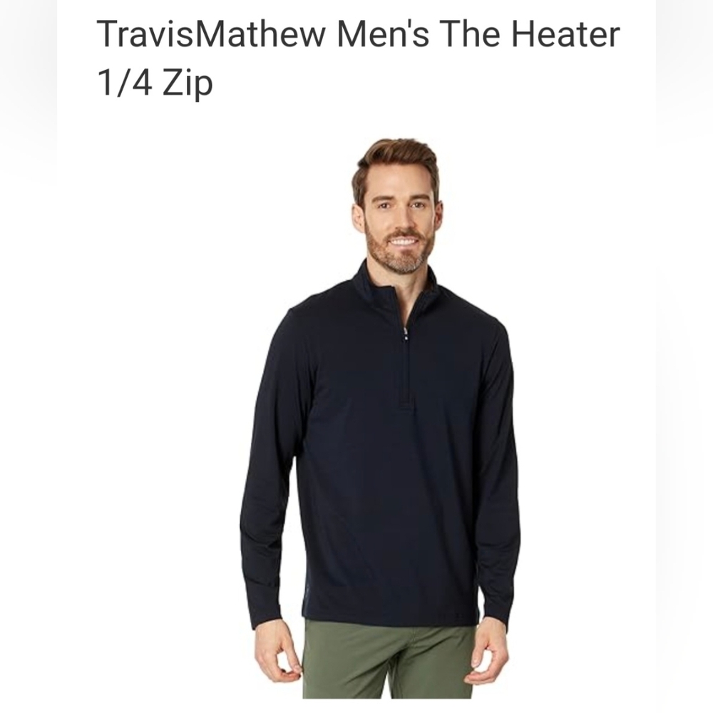 TravisMathew Men's The Heater 1/4 Zip pullover, NAVY SIZE XXL